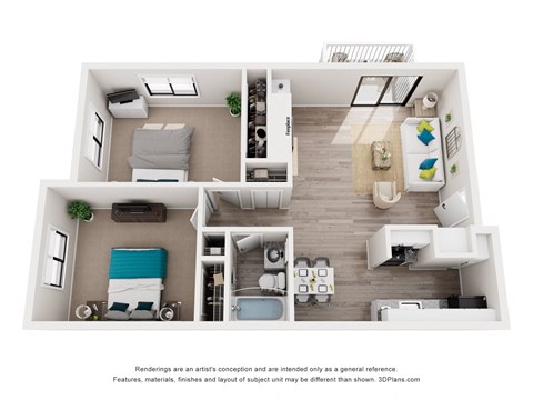 a 1 bedroom floorplan is shown in this illustration